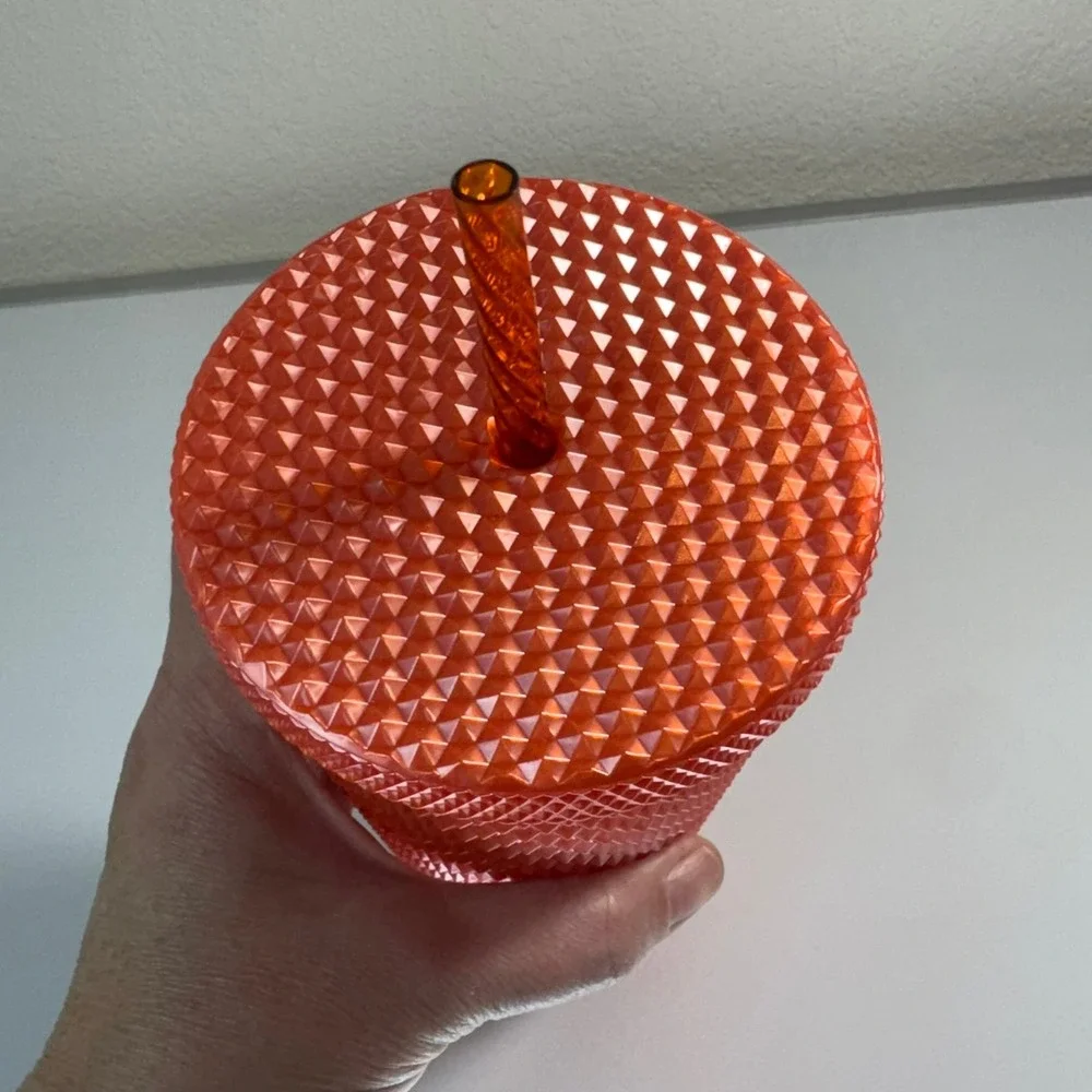 Starbucks 24oz Matte Studded Tumbler Orange Cold‎ Cup with Straw 2021